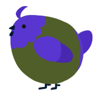A olive and indigo chicken with a head pattern