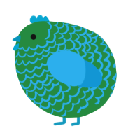 A viridian and sky chicken with a lace pattern