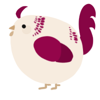 A cream and maroon chicken with a neck-band pattern
