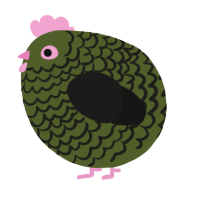 A olive and sable chicken with a lace pattern