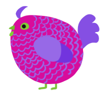 A fuchsia and blurple chicken with a lace pattern