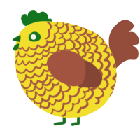 A yellow and russet chicken with a lace pattern