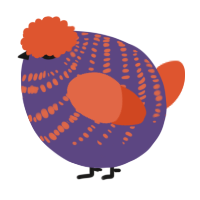 A overcast and vermilion chicken with a bar pattern