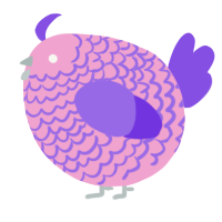 A pink and blurple chicken with a lace pattern