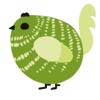 A chartreuse and lemon chicken with a bar pattern