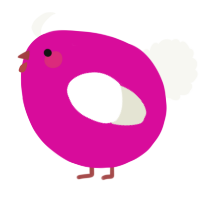 A fuchsia and white chicken
