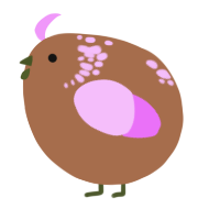 A brown and lavender chicken with a neck-speckle pattern