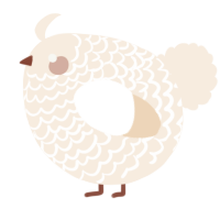 A cream chicken with a lace pattern