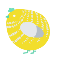 A yellow and mist chicken with a bar pattern
