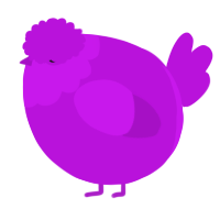A amethyst chicken with a head pattern
