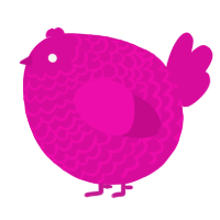 A fuchsia chicken with a lace pattern