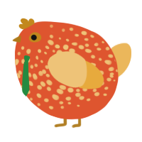 A vermilion and honey chicken with a speckle pattern