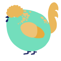 A mint and honey chicken with a neck-speckle pattern