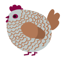 A silver and brown chicken with a lace pattern