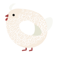A cream and white chicken with a double-lace pattern