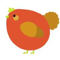 A vermilion and ochre chicken