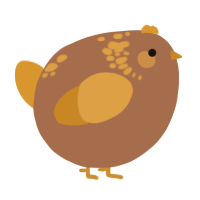 A brown and orange chicken with a neck-speckle pattern