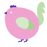 A pink and gluppy chicken