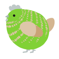 A grass and beige chicken with a bar pattern