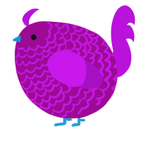 A plum and amethyst chicken with a lace pattern