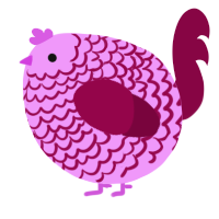 A lavender and maroon chicken with a lace pattern
