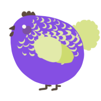 A blurple and lemon chicken with a half-lace pattern