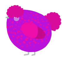 A amethyst and fuchsia chicken with a speckle pattern