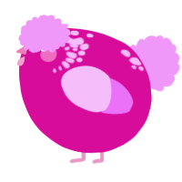 A fuchsia and lavender chicken with a neck-speckle pattern