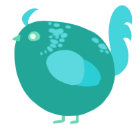 A turquoise and aqua chicken with a neck-speckle pattern