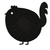 A black and sable chicken with a speckle pattern