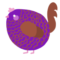 A violet and russet chicken with a lace pattern