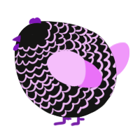 A black and lavender chicken with a lace pattern