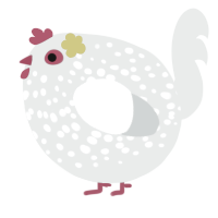 A silver chicken with a speckle pattern