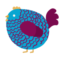 A cerulean and wine chicken with a lace pattern