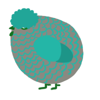 A ash and turquoise chicken with a lace pattern