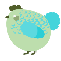 A gluppy and aqua chicken with a half-lace pattern