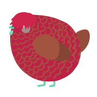 A crimson and russet chicken with a lace pattern