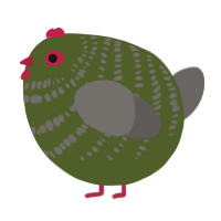 A olive and grey chicken with a bar pattern