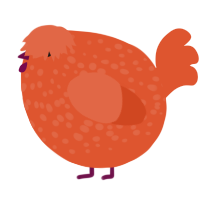 A vermilion chicken with a speckle pattern