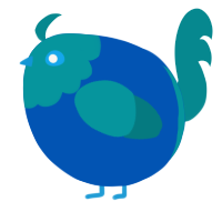 A ultramarine and teal chicken with a head pattern