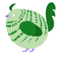 A gluppy and leaf chicken with a bar pattern