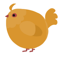 A orange chicken with a head pattern