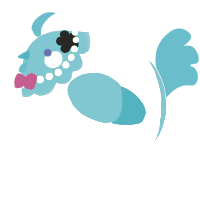 A silver and sea chicken with a head pattern
