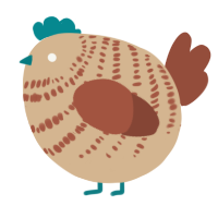 A beige and russet chicken with a bar pattern