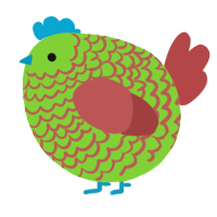 A grass and red chicken with a lace pattern