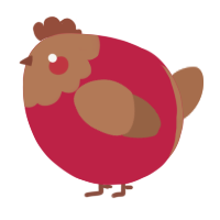 A crimson and brown chicken with a head pattern