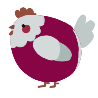 A maroon and silver chicken with a head pattern