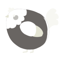A grey and white chicken with a head pattern