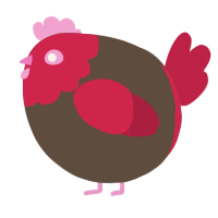 A bark and crimson chicken with a head pattern