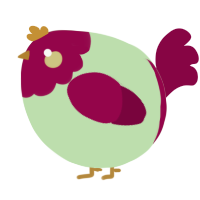 A gluppy and maroon chicken with a head pattern